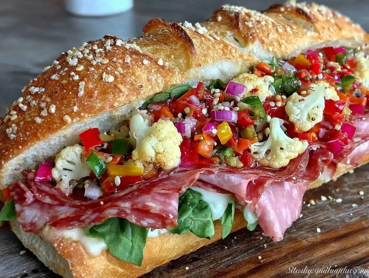 Italian sub sandwich preparation steps