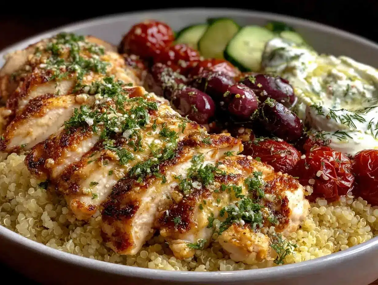 Mediterranean chicken bowl preparation steps