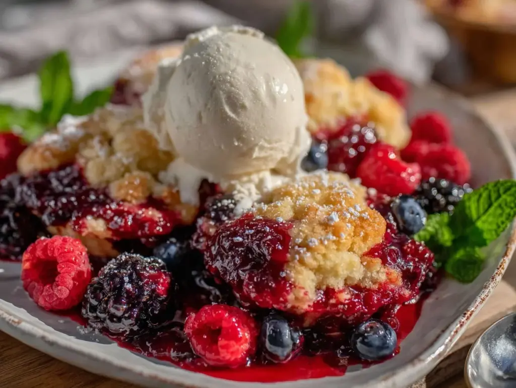 mini berry cobbler cups - featured image