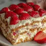 no-bake strawberry icebox cake - featured image