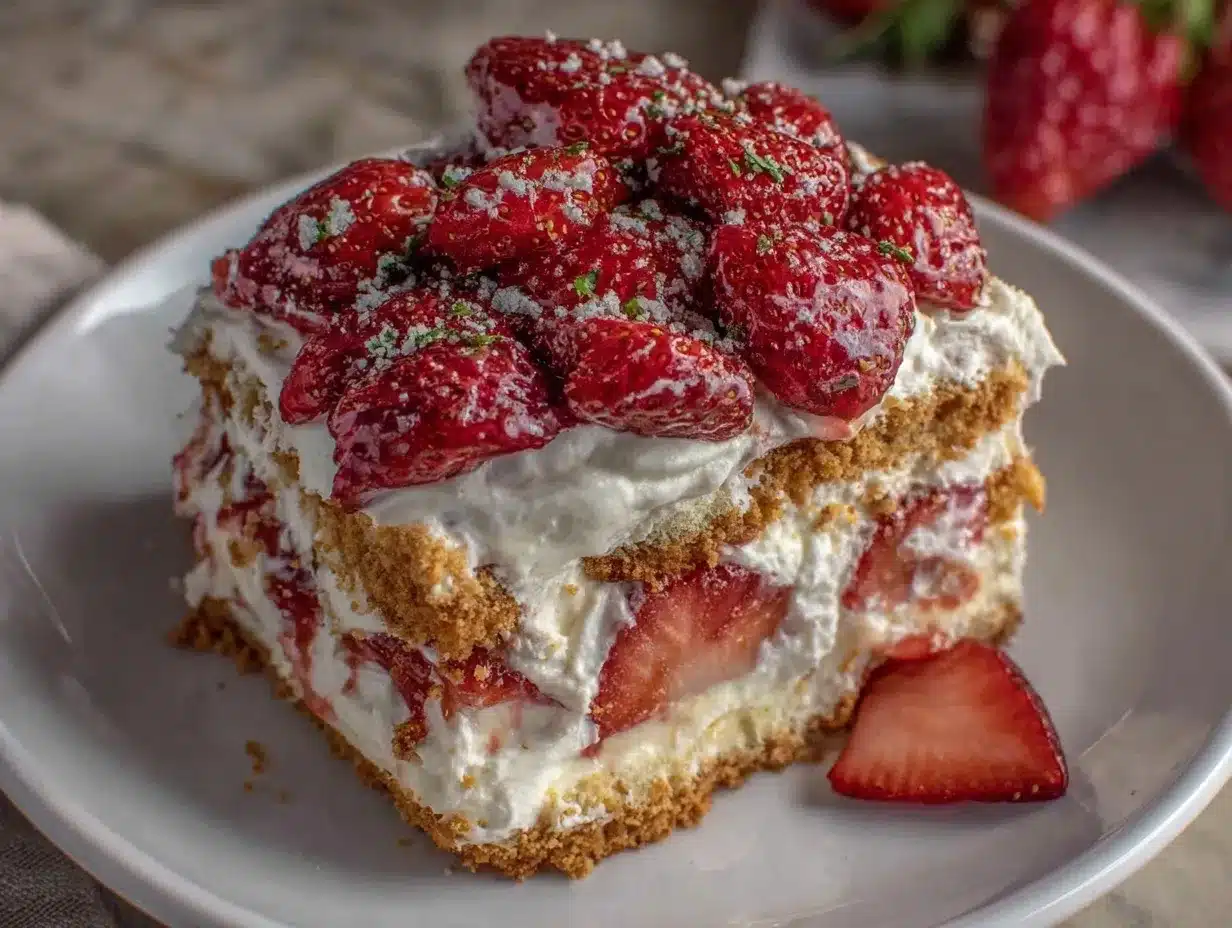 no-bake strawberry icebox cake preparation steps