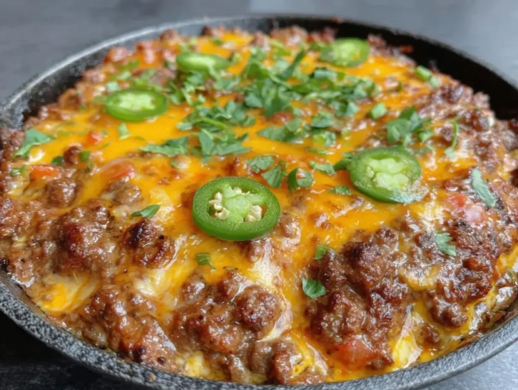 one-pan ground beef taco skillet - featured image