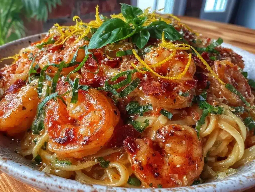 one-pot lemon butter shrimp pasta - featured image