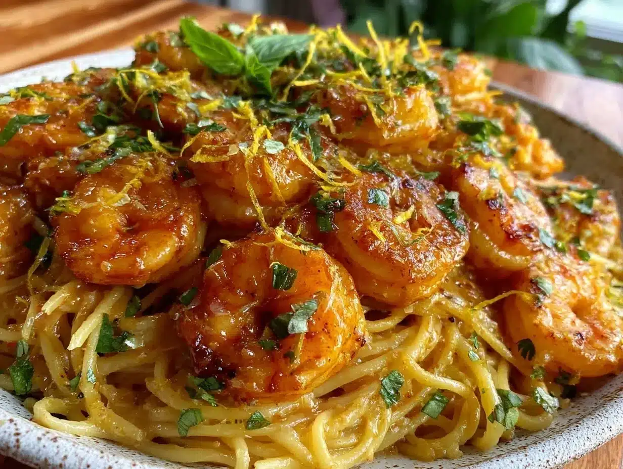 one-pot lemon butter shrimp pasta preparation steps
