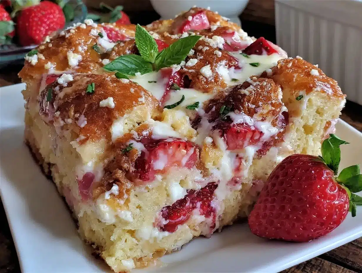 overnight strawberry cream cheese french toast bake preparation steps