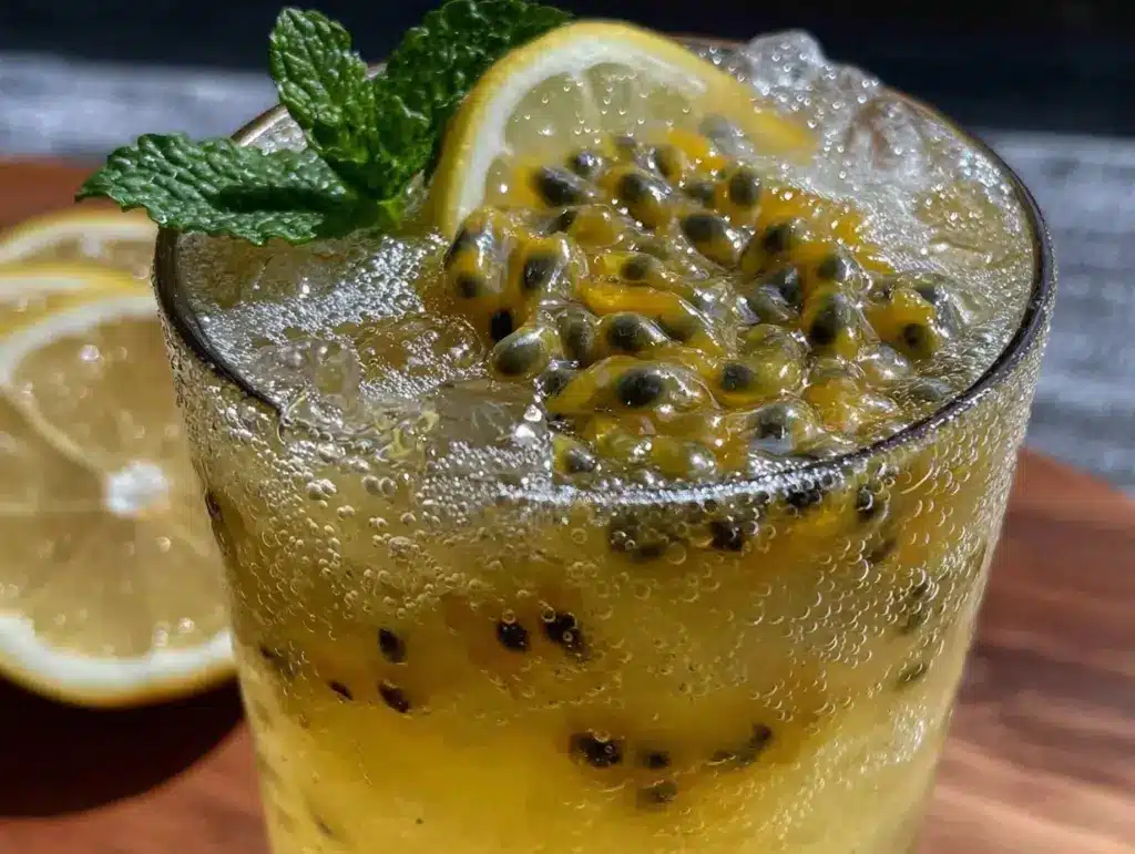 passion fruit sparkling lemonade mocktail - featured image