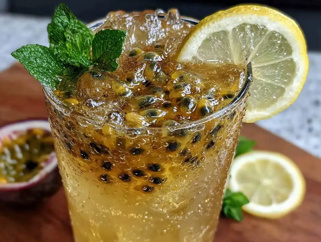 passion fruit sparkling lemonade mocktail preparation steps