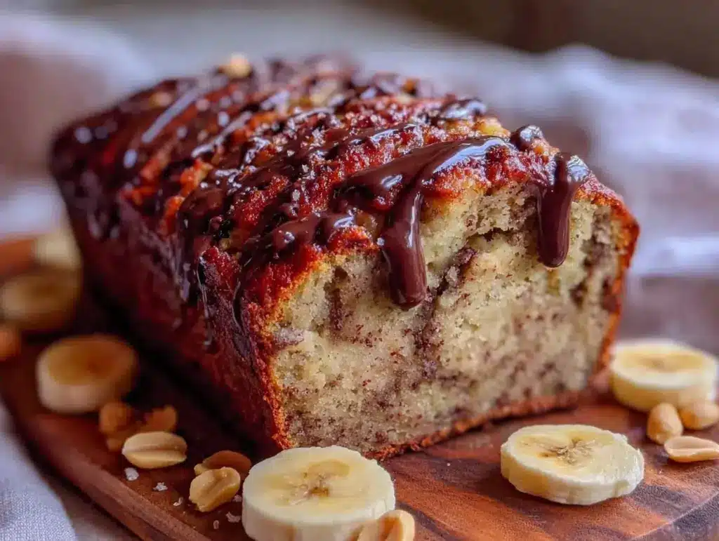peanut butter banana bread - featured image