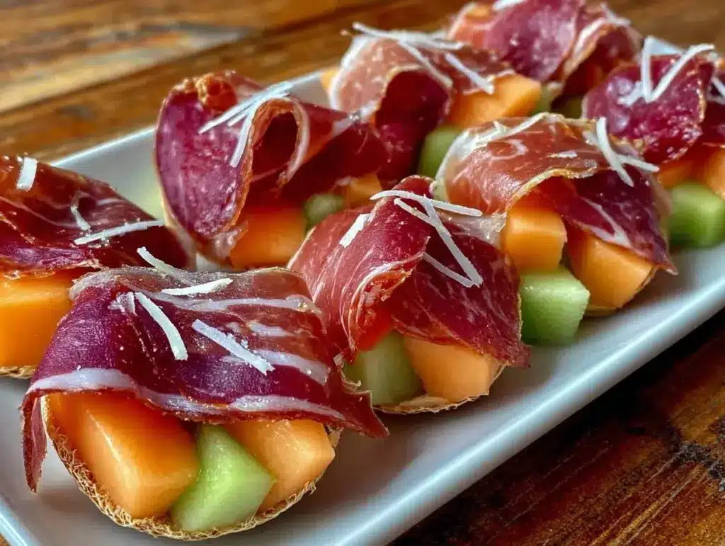 prosciutto-wrapped melon bites - featured image