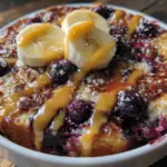 protein blueberry banana baked oats - featured image