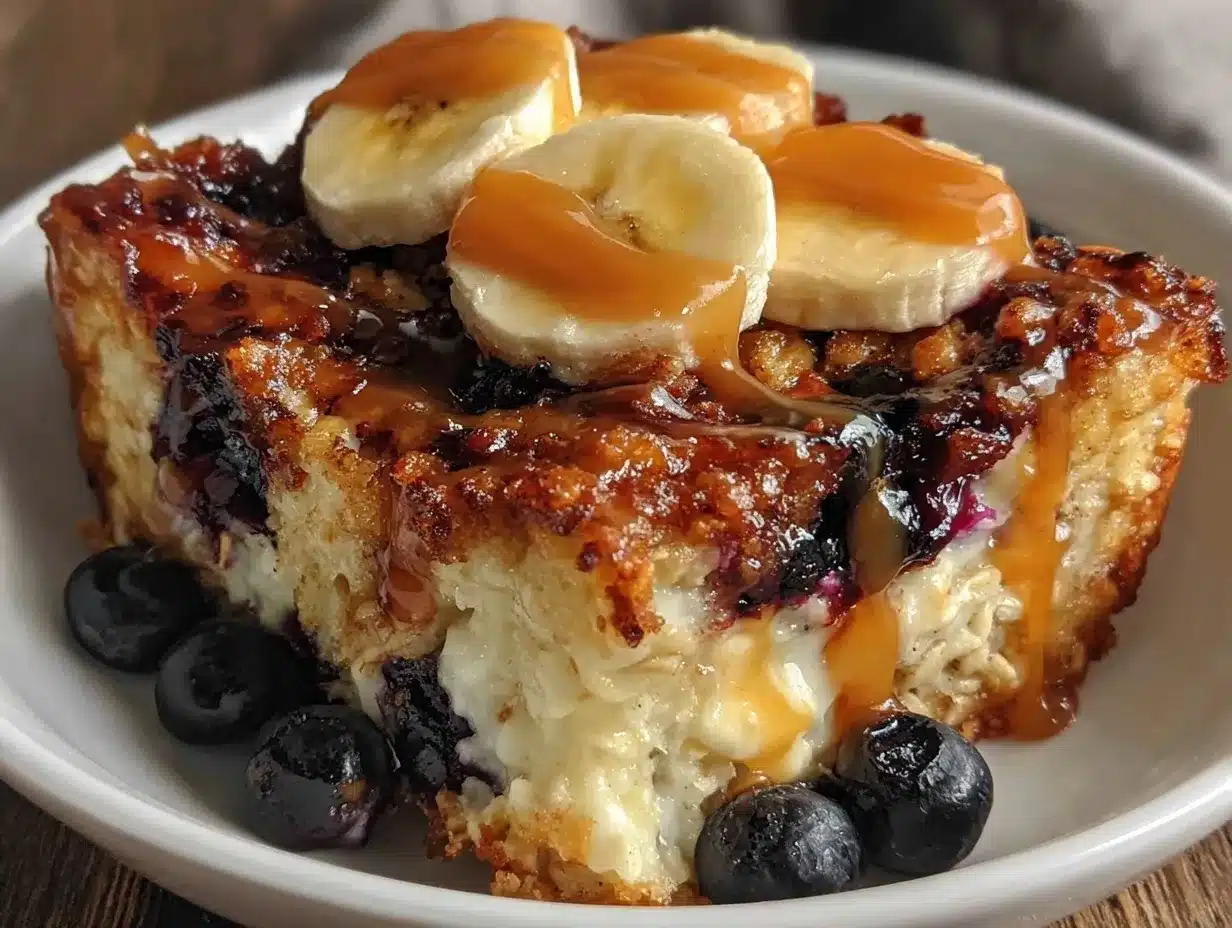 protein blueberry banana baked oats preparation steps