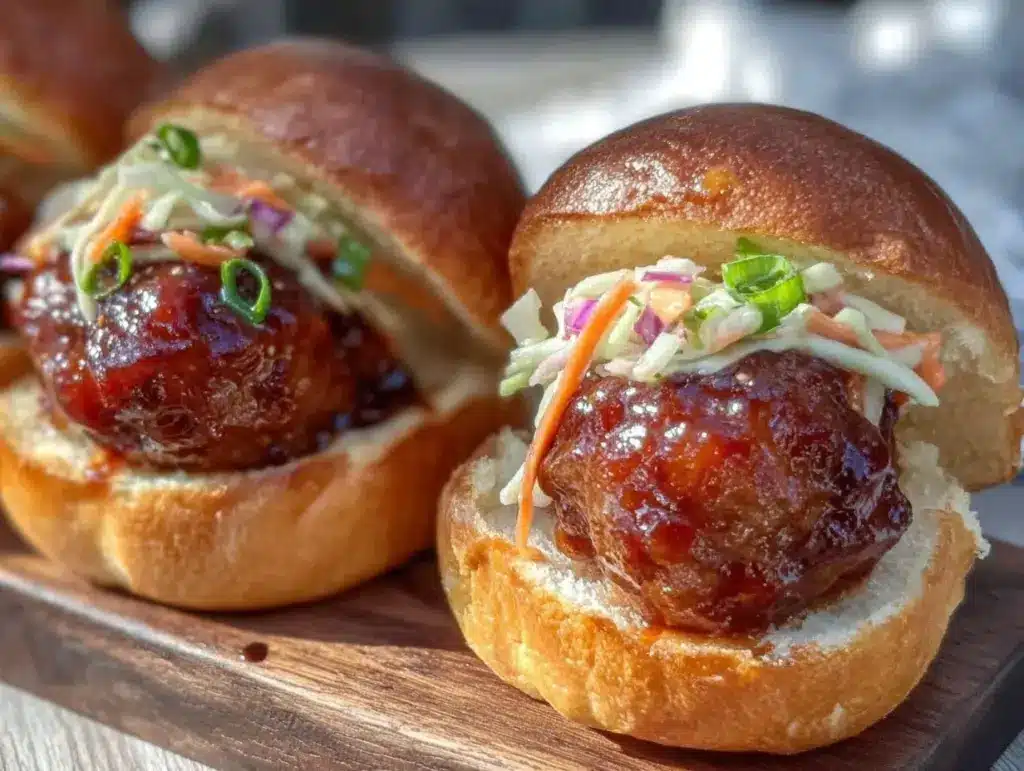 slow cooker bbq meatball sliders - featured image