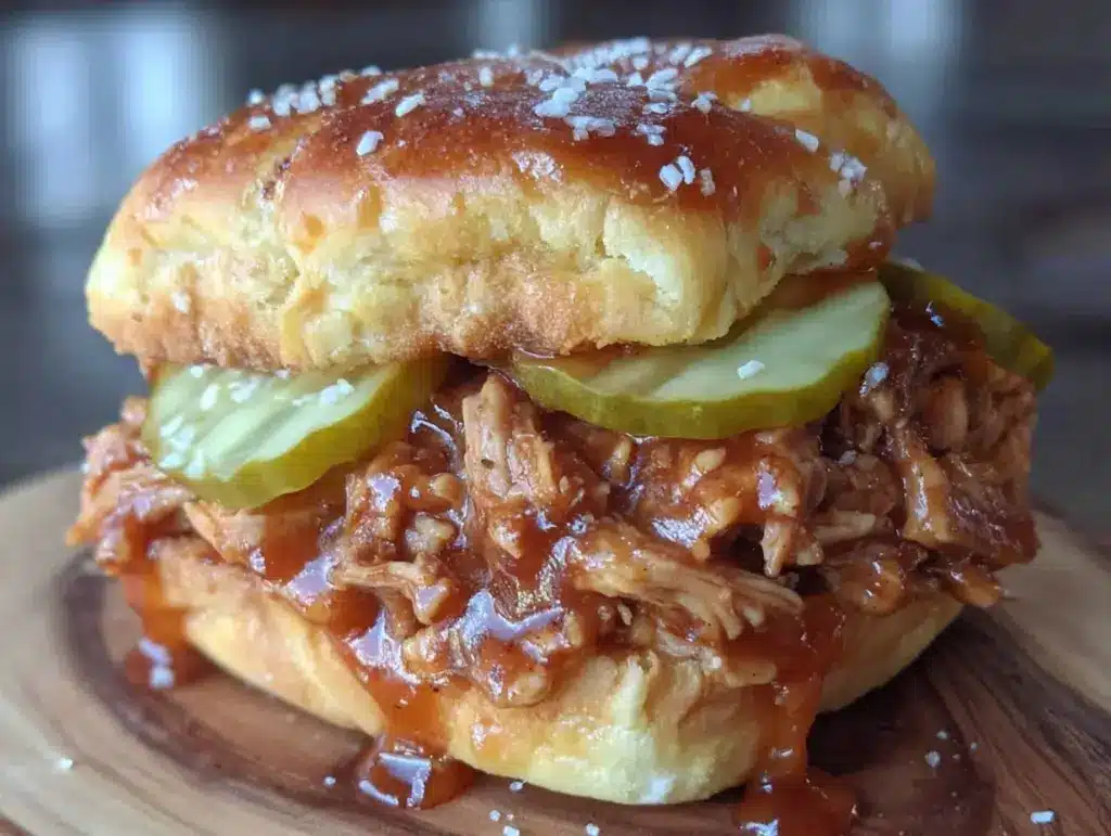 slow cooker bbq pulled chicken sandwiches - featured image
