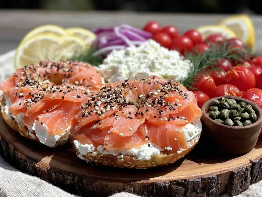 smoked salmon bagel board - featured image