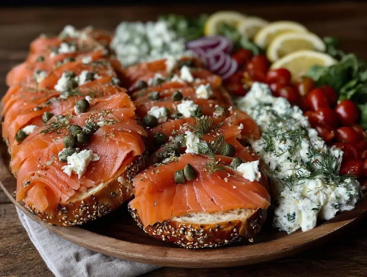 smoked salmon bagel board preparation steps