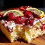 strawberry lemonade poke cake - featured image