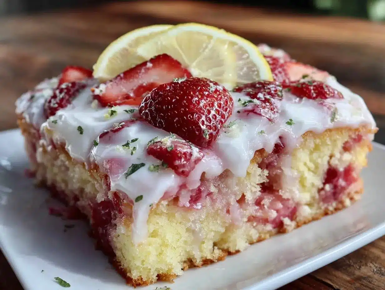 strawberry lemonade poke cake preparation steps