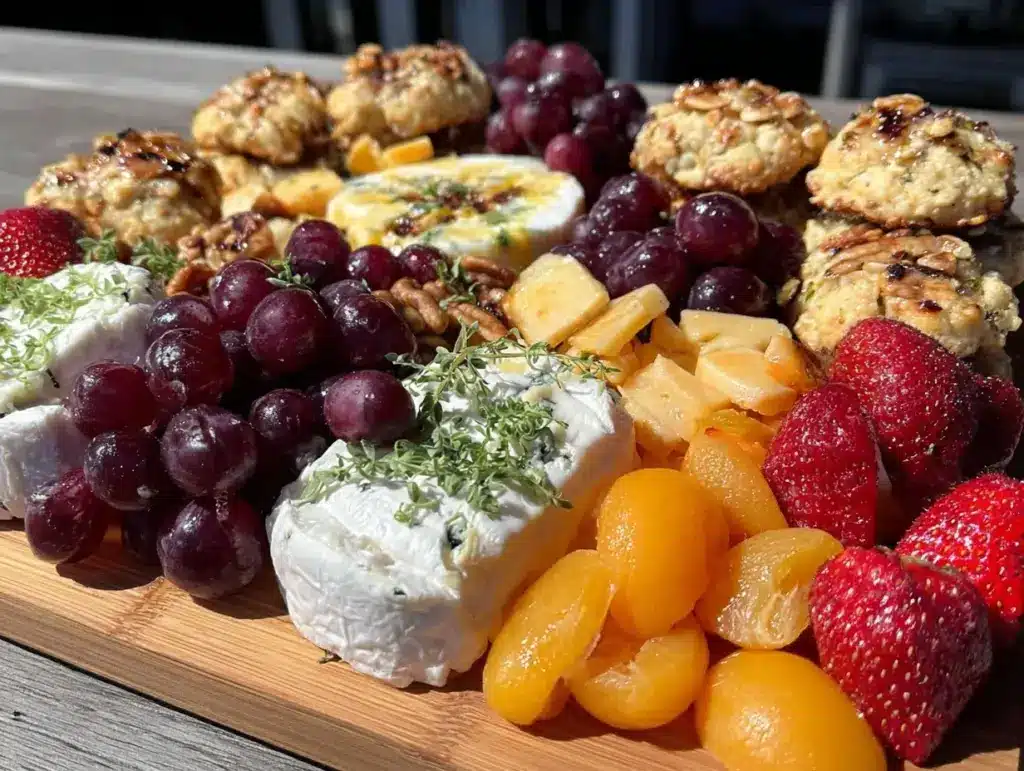 summer fruit and cheese grazing table - featured image