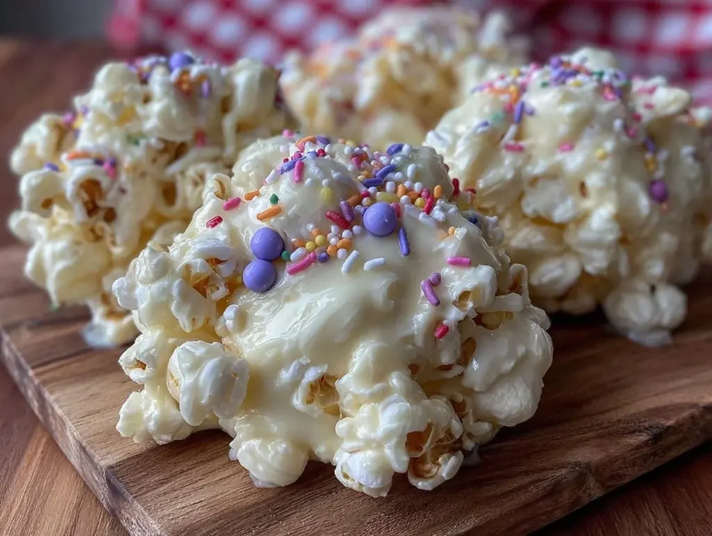 sweet white chocolate popcorn - featured image