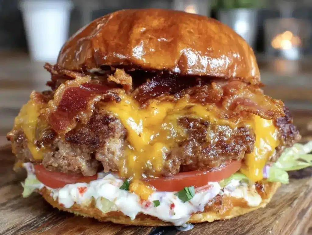 beer-braised bacon smash burger - featured image