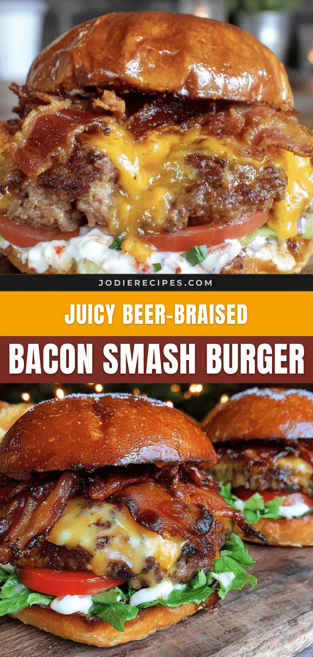 beer-braised bacon smash burger recipe