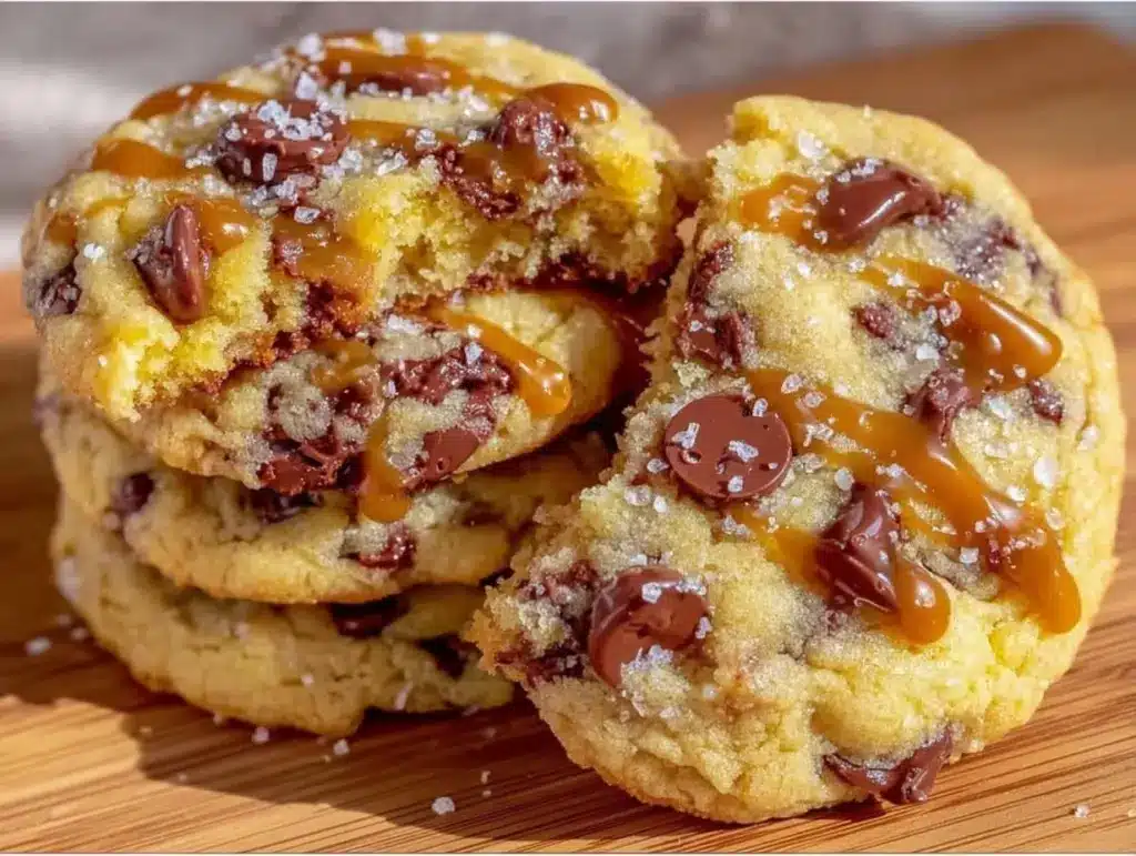 brown butter salted caramel chocolate chip cookies - featured image