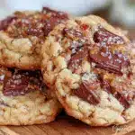 browned butter toffee chocolate chunk cookies - featured image