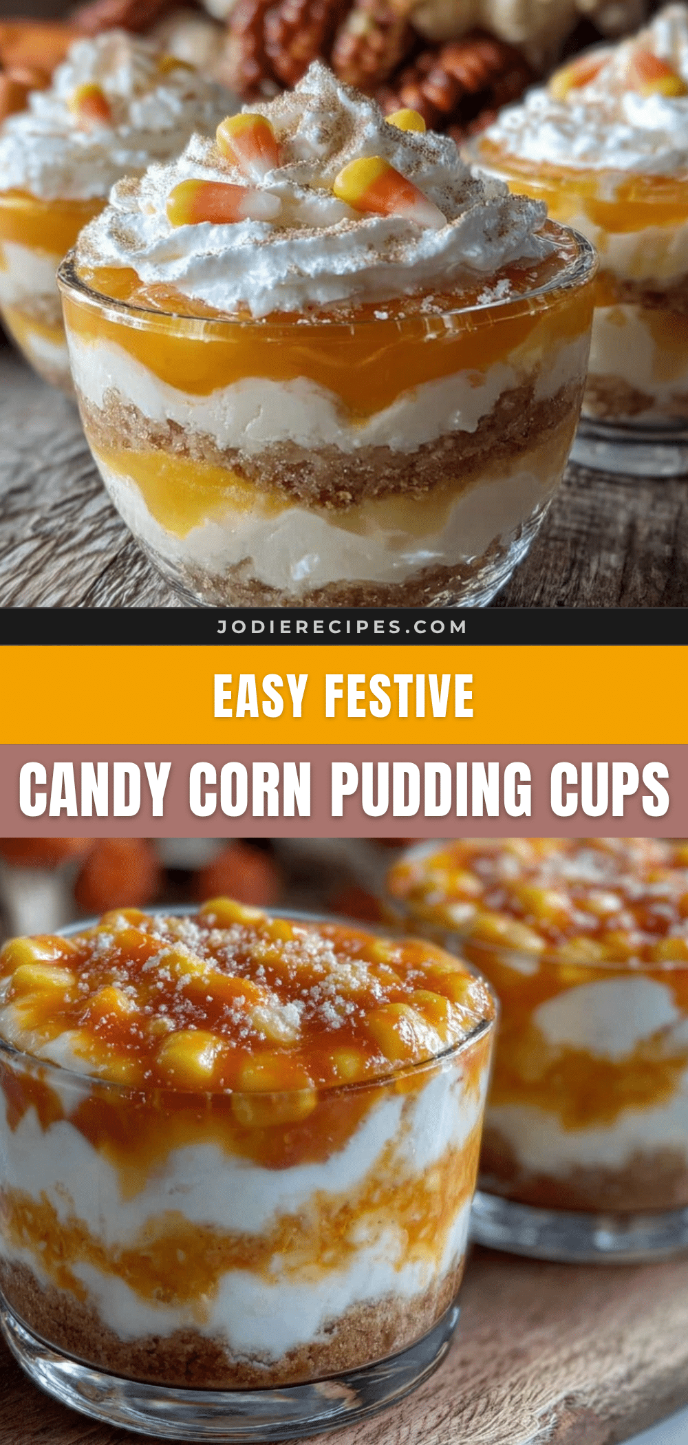 candy corn layered pudding cups recipe