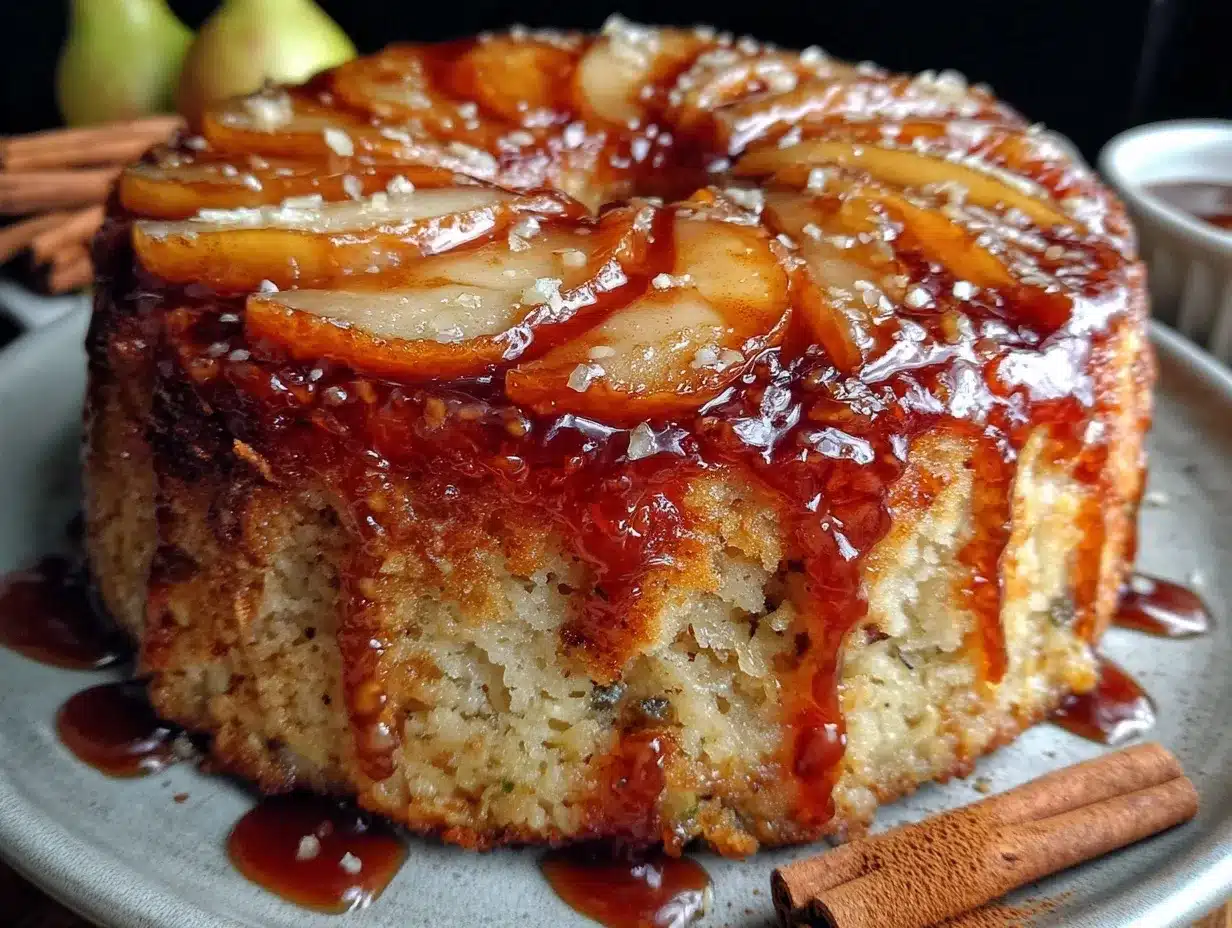 chai spiced pear upside down cake preparation steps