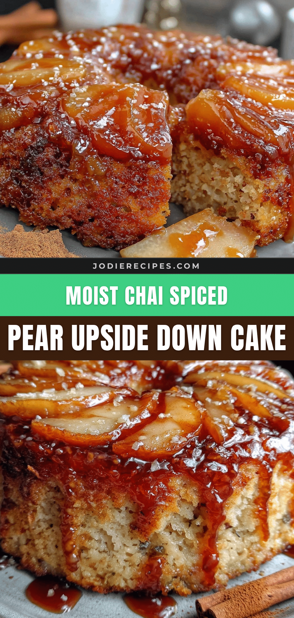 chai spiced pear upside down cake recipe