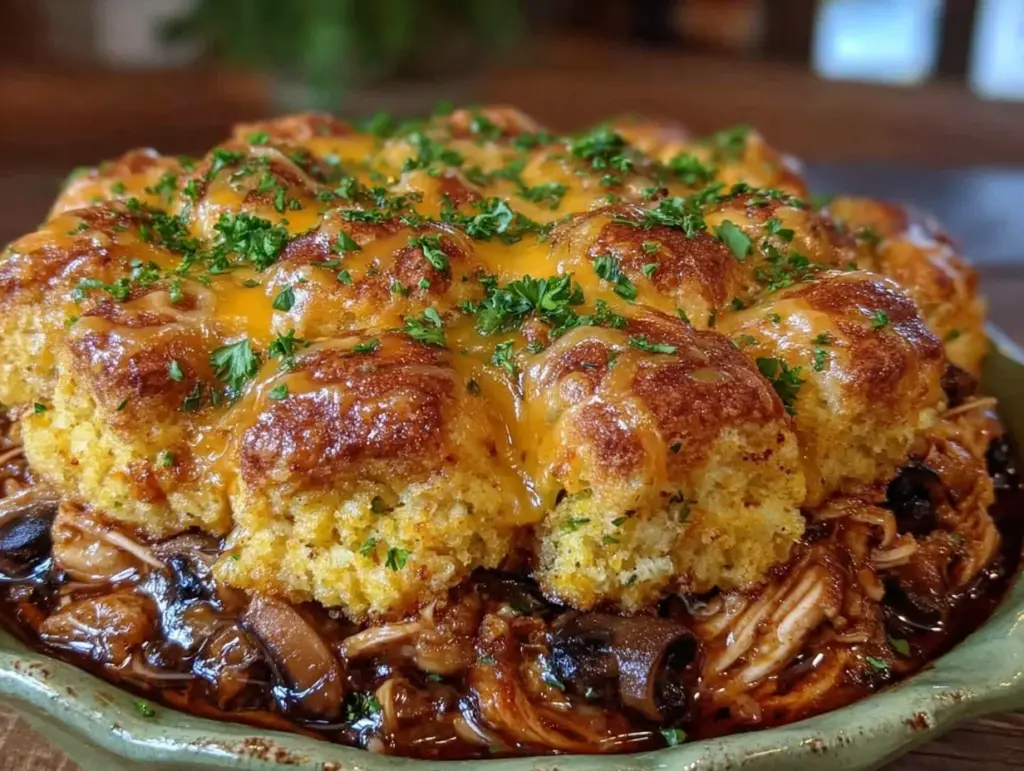 cozy crockpot chicken and stuffing casserole - featured image