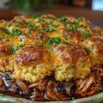cozy crockpot chicken and stuffing casserole - featured image