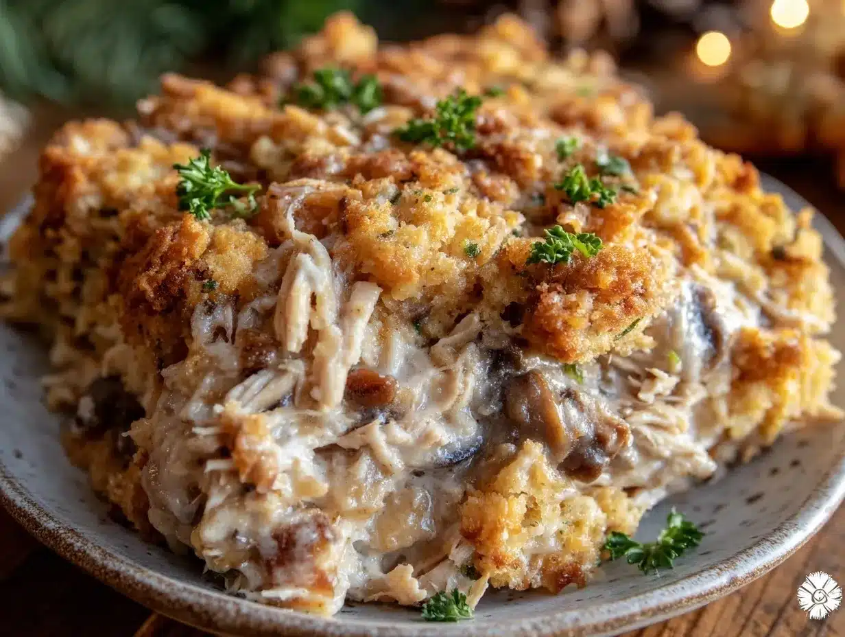 cozy crockpot chicken and stuffing casserole preparation steps