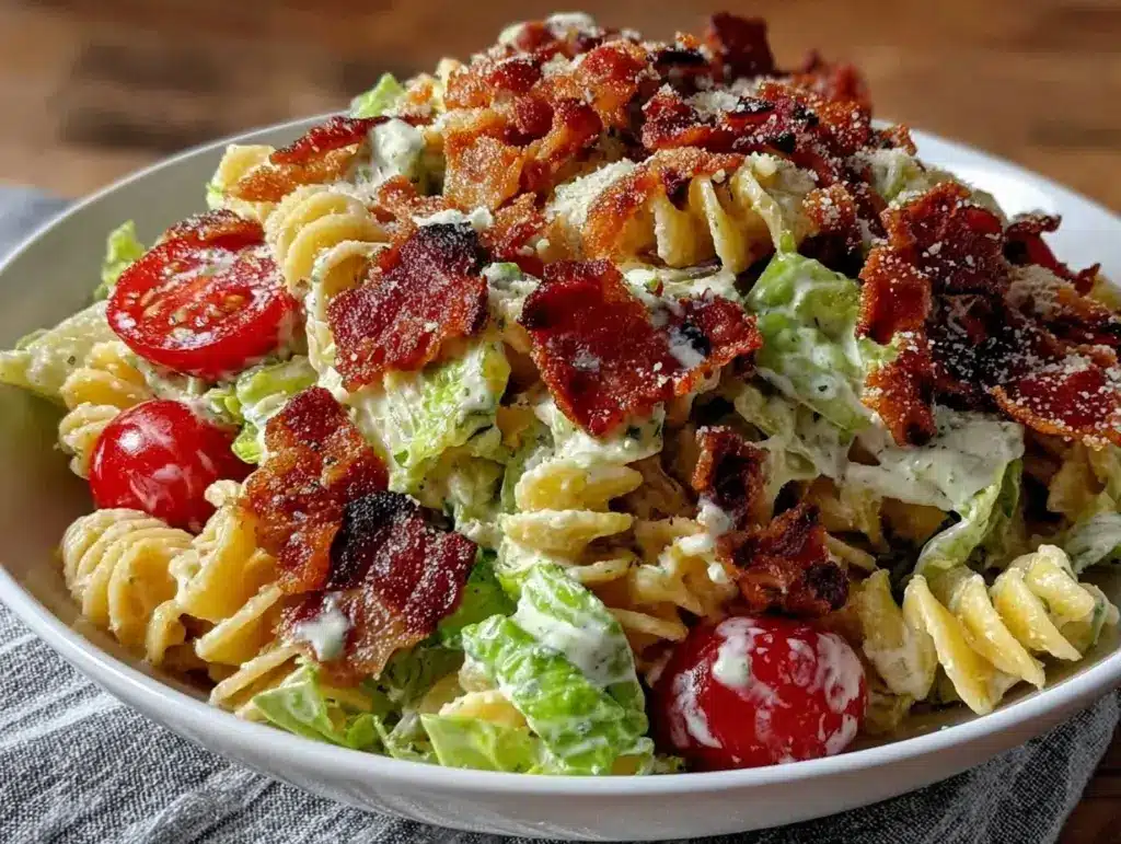 creamy blt pasta salad - featured image
