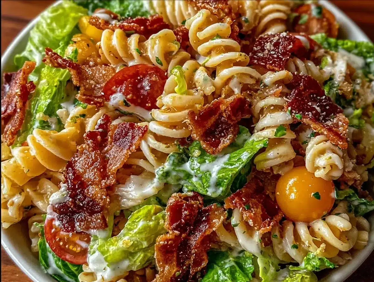 creamy blt pasta salad preparation steps