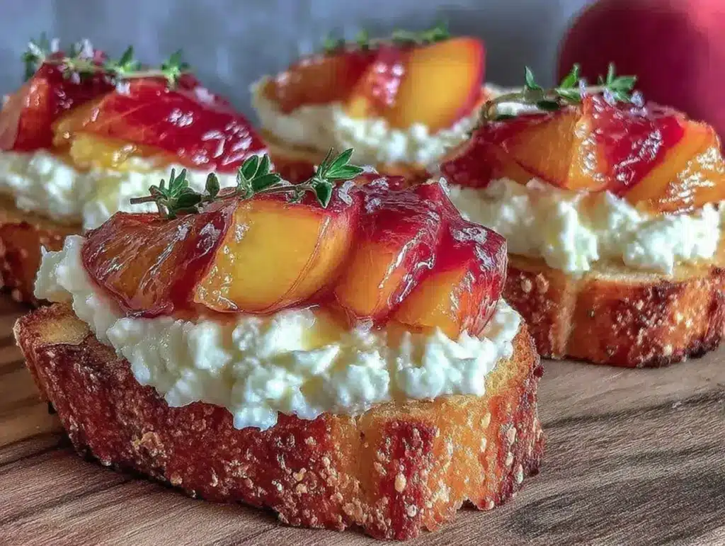 creamy caramelized nectarine crostini - featured image