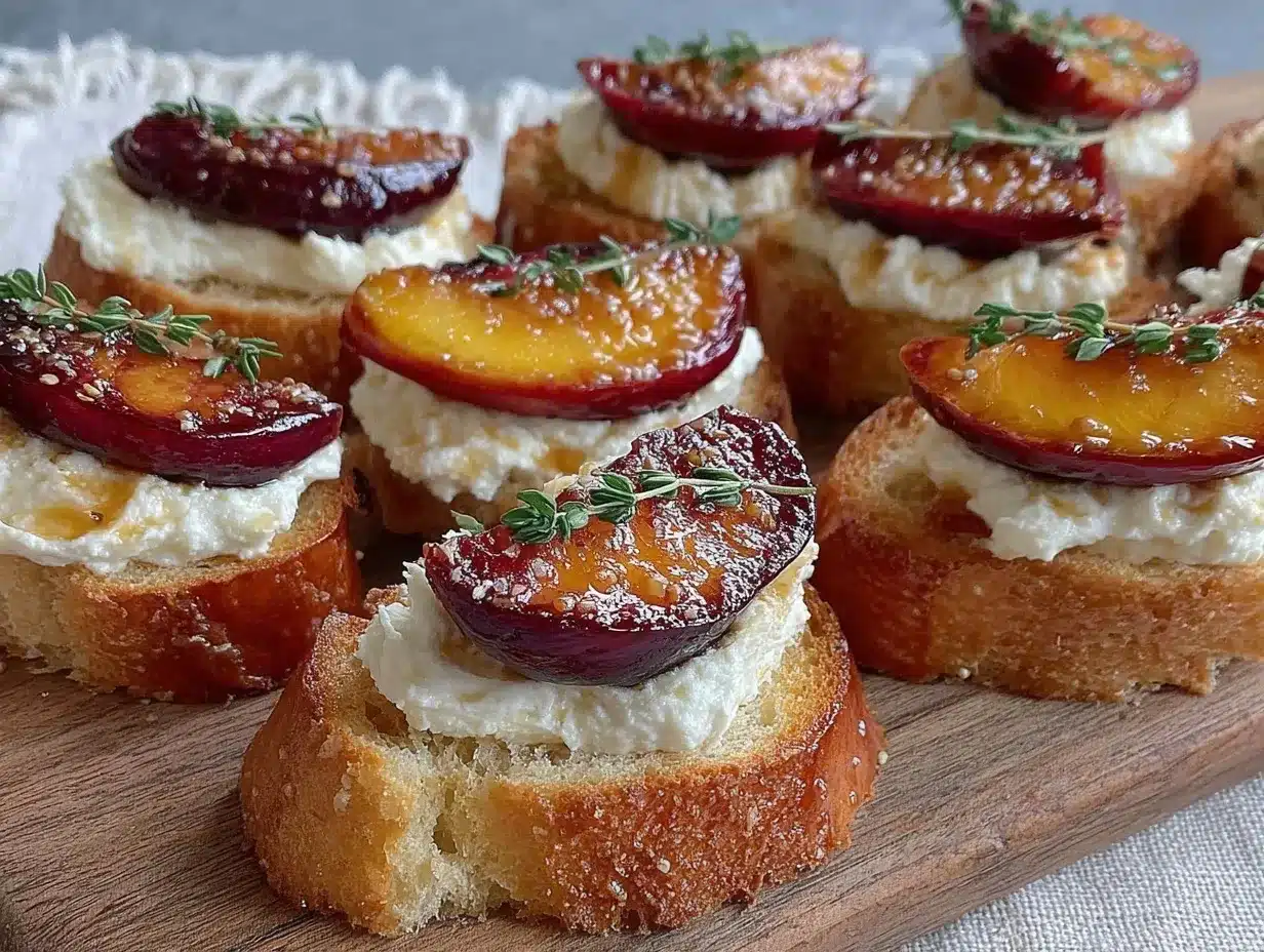 creamy caramelized nectarine crostini preparation steps