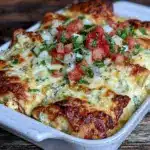 creamy chicken enchilada casserole - featured image