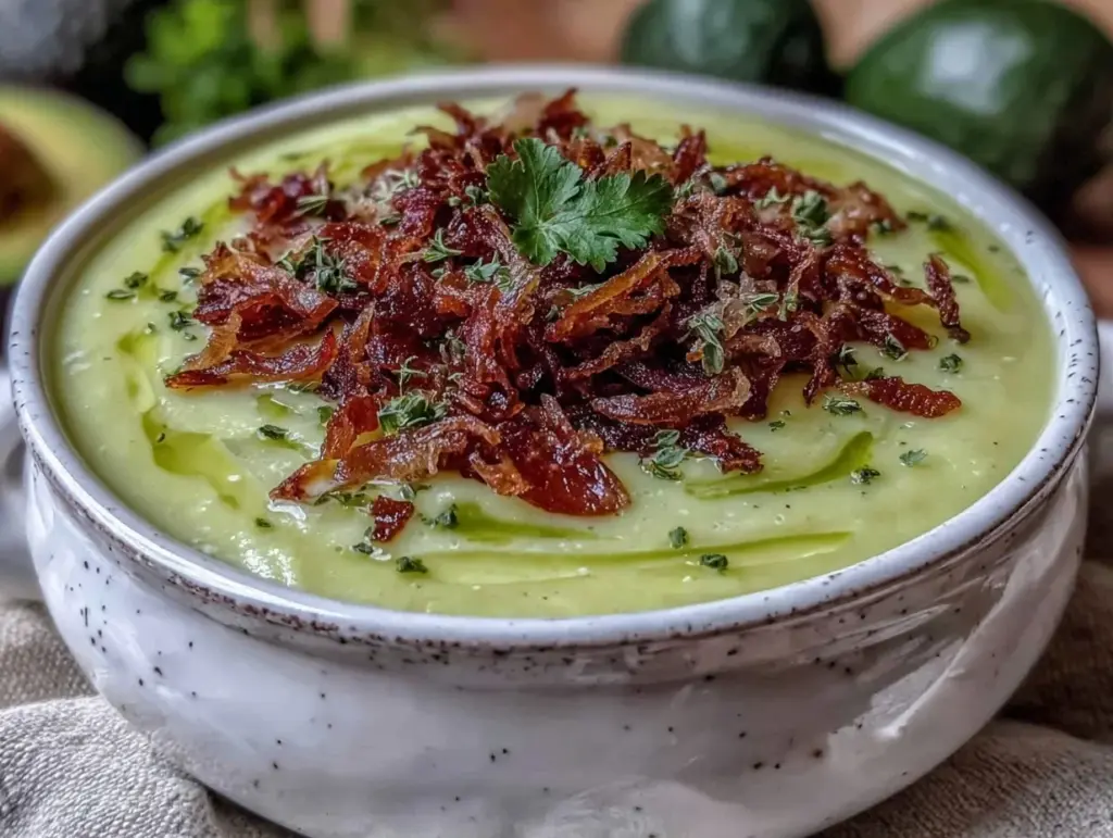 creamy chilled cucumber avocado soup - featured image