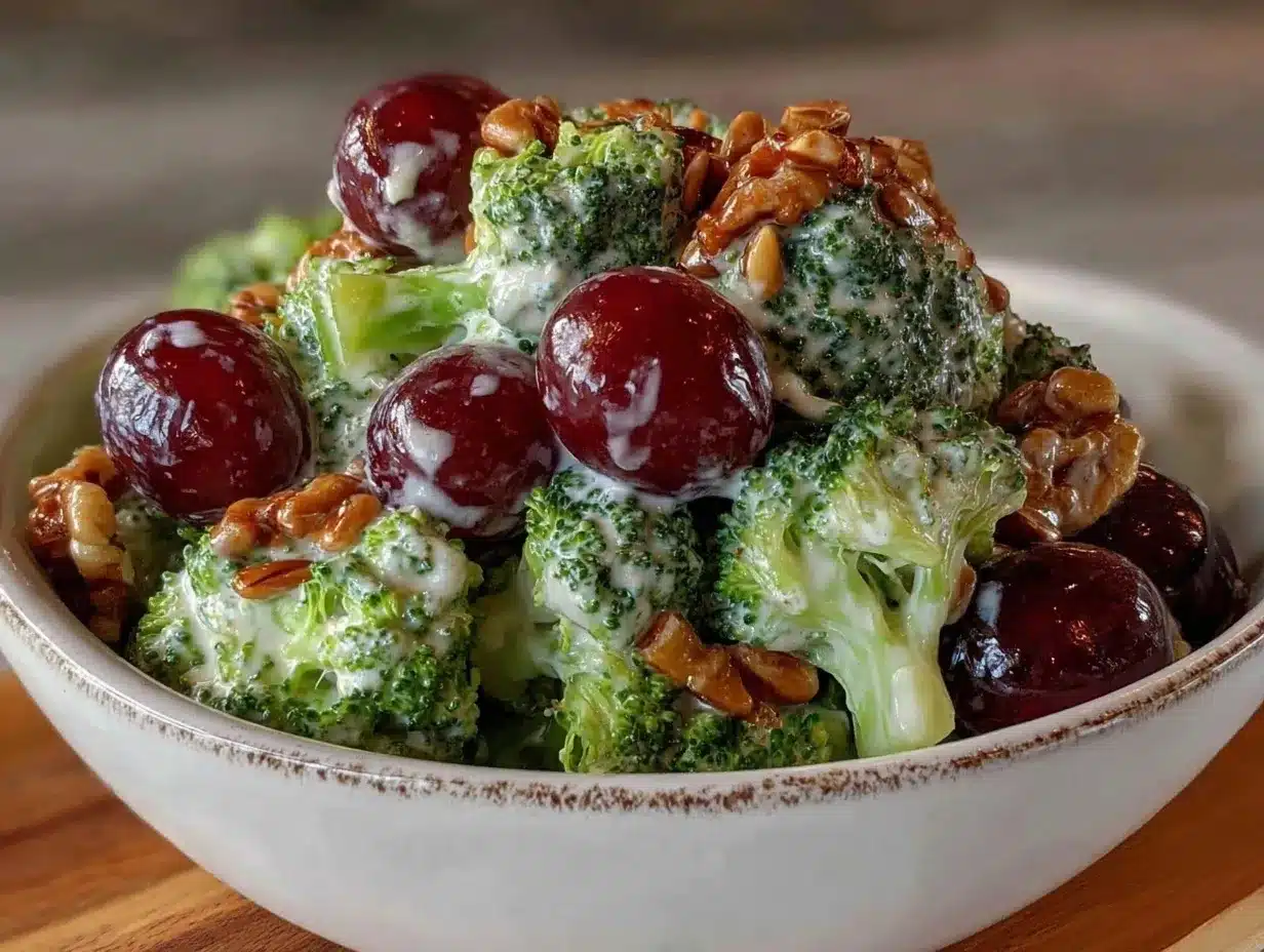 creamy crunchy broccoli grape salad preparation steps