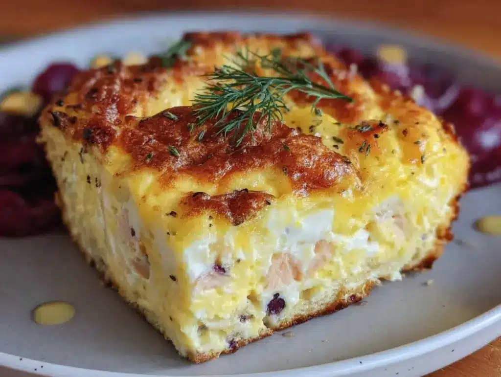 creamy everything bagel breakfast casserole - featured image