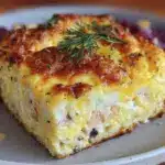 creamy everything bagel breakfast casserole - featured image