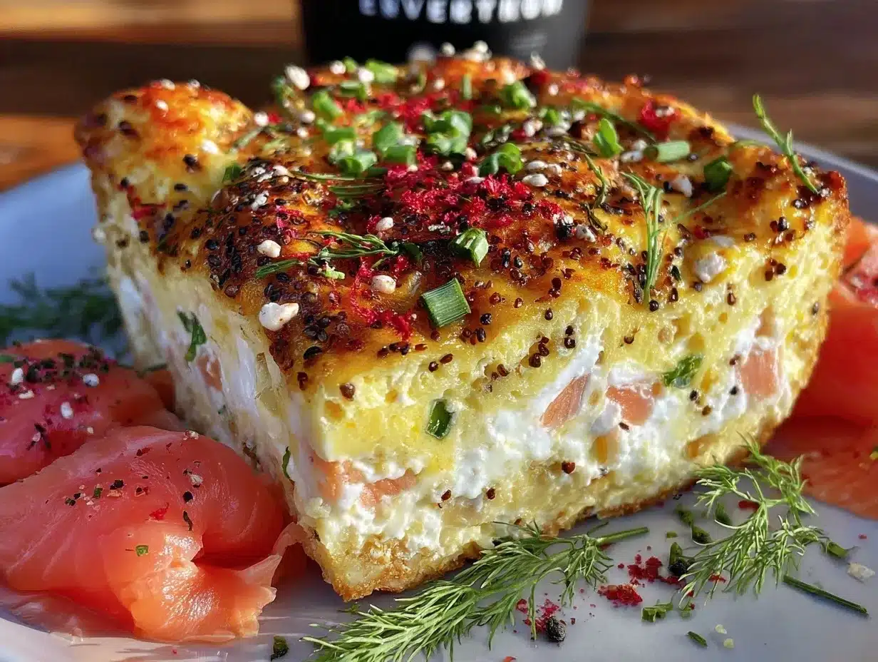 creamy everything bagel breakfast casserole preparation steps