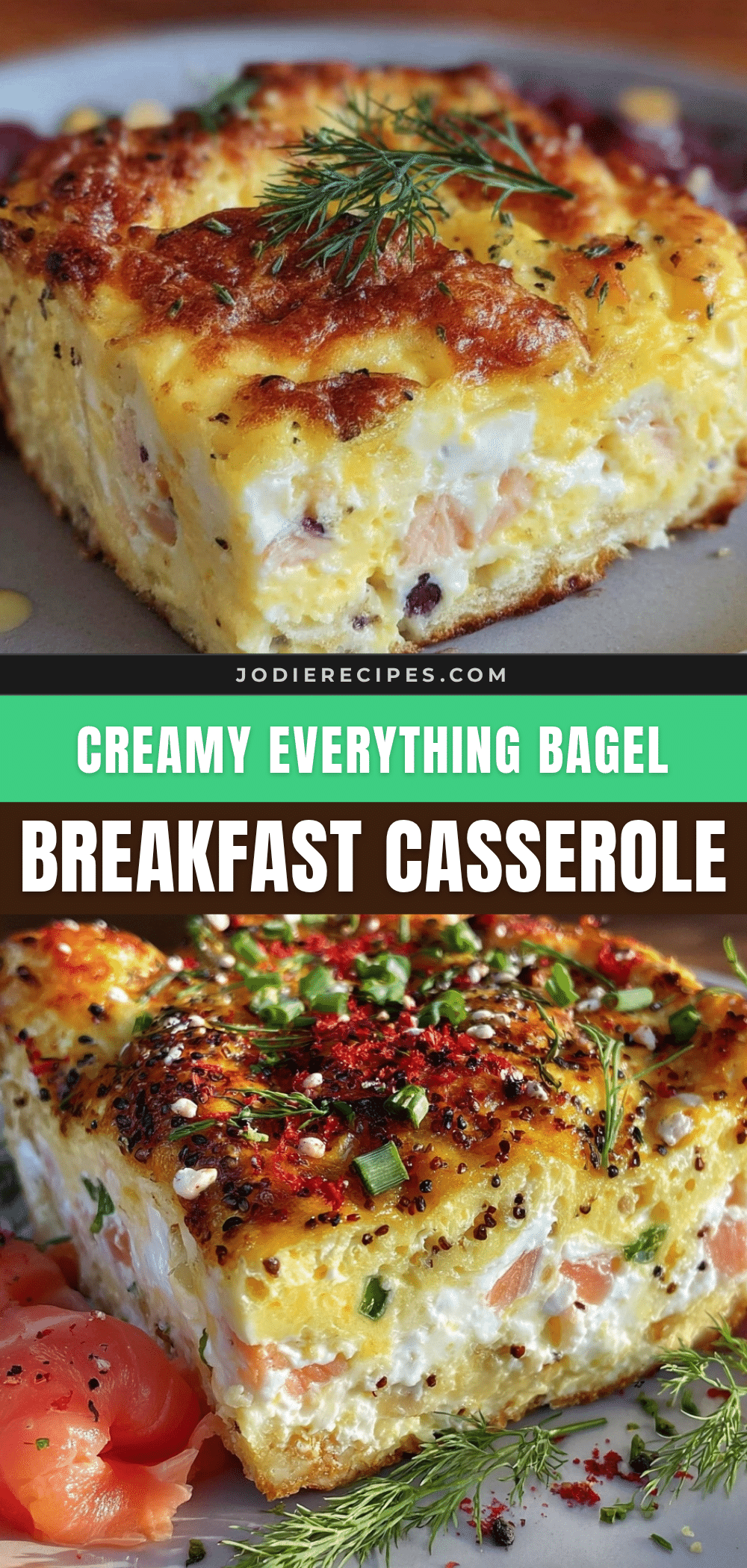 creamy everything bagel breakfast casserole recipe