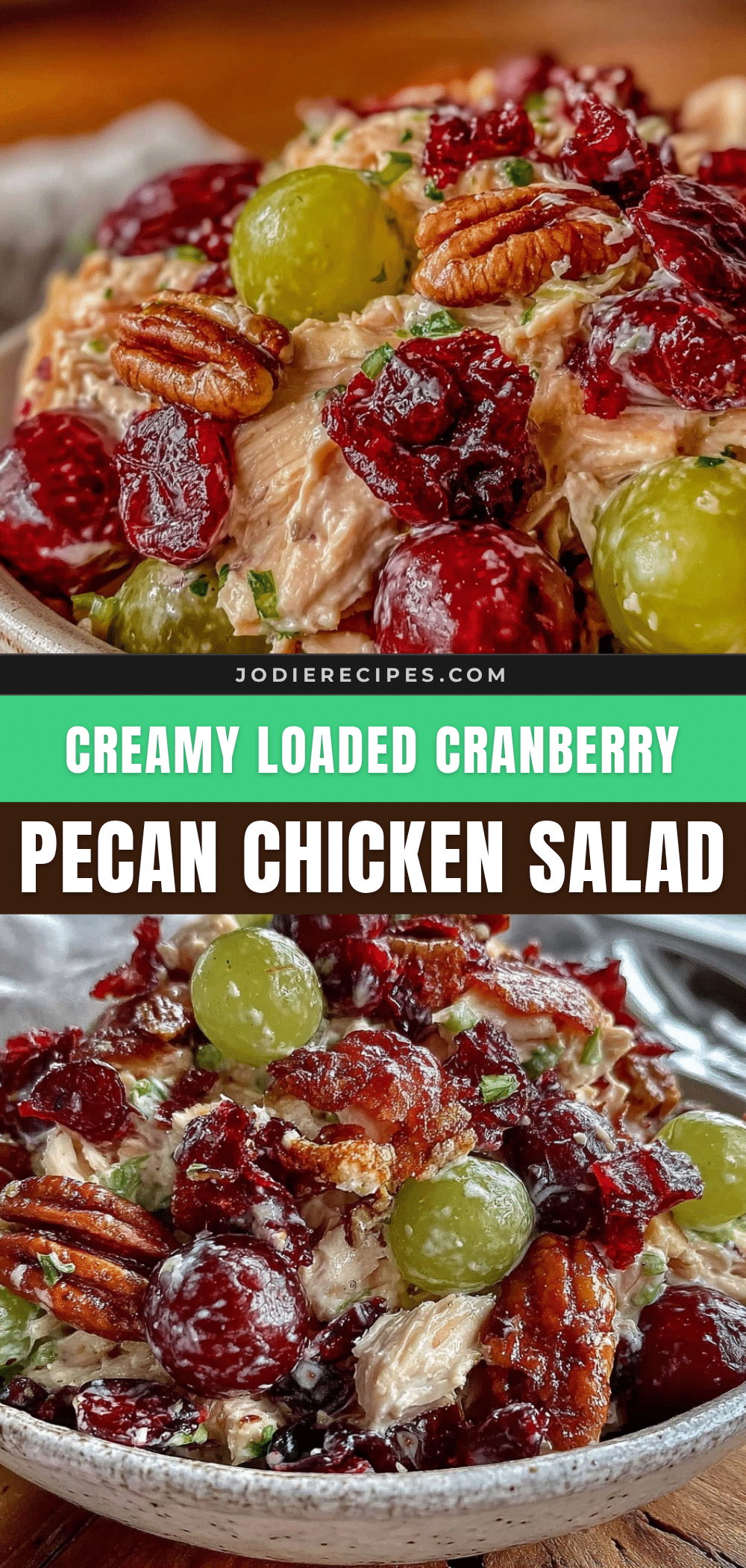 creamy loaded cranberry pecan chicken salad recipe