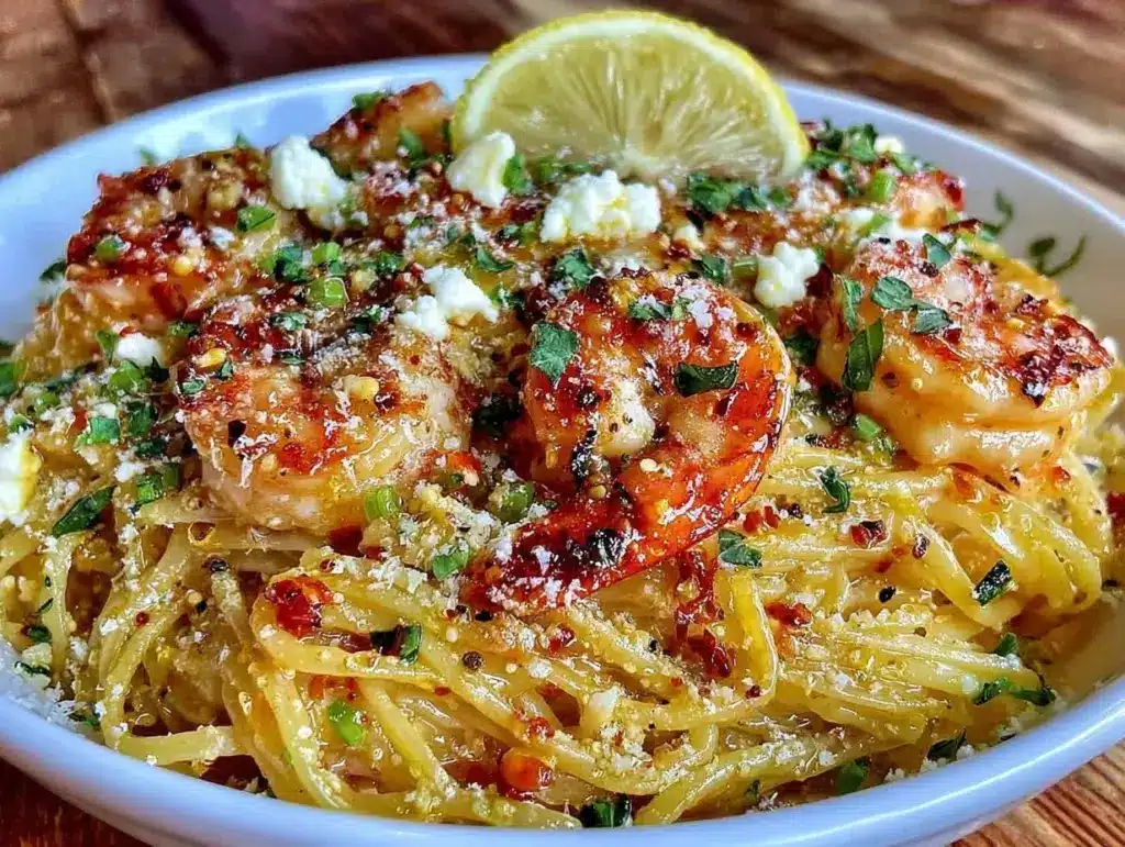 creamy one-pot lemon ricotta shrimp linguine - featured image
