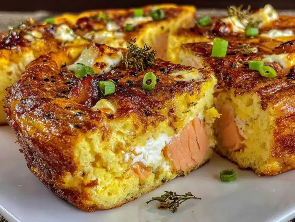 creamy smoked salmon cream cheese frittata - featured image