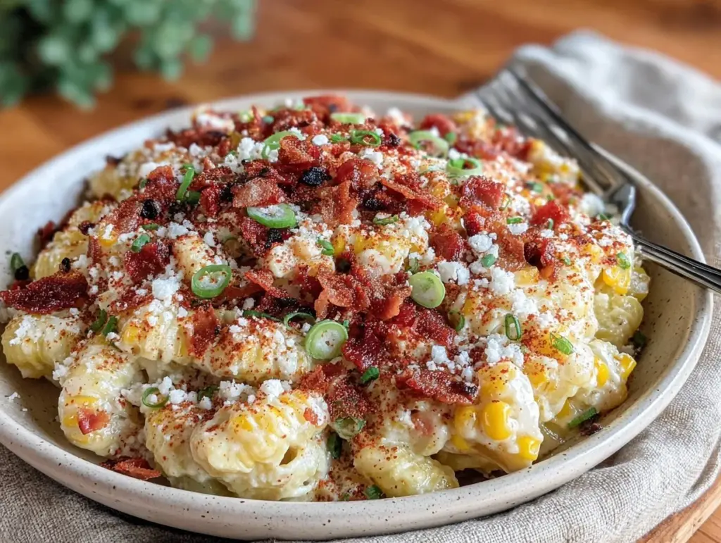 creamy street corn pasta salad - featured image