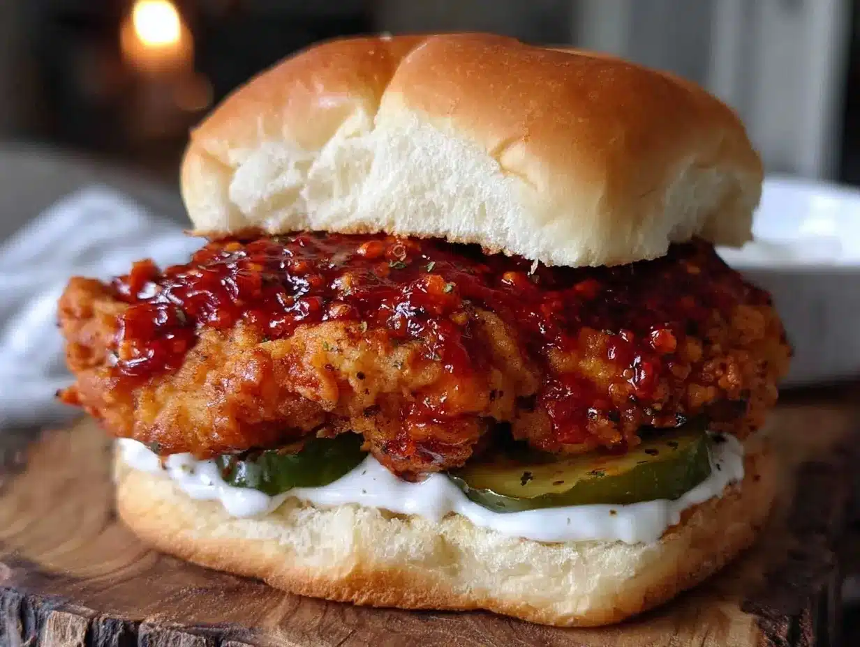Crispy Air Fryer Nashville Hot Chicken Sandwich preparation steps