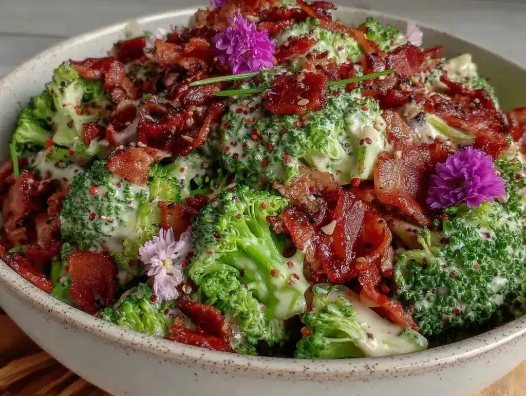 crispy bacon cheddar broccoli salad - featured image